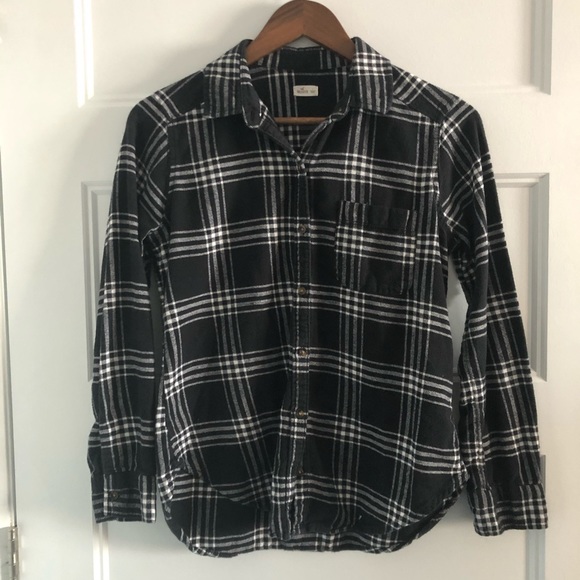 HOLLISTER - Plaid Flannel Shirt black and white - Picture 3 of 3
